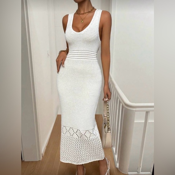 SHEIN Dresses & Skirts - SHEIN Elegant White Crochet Dress